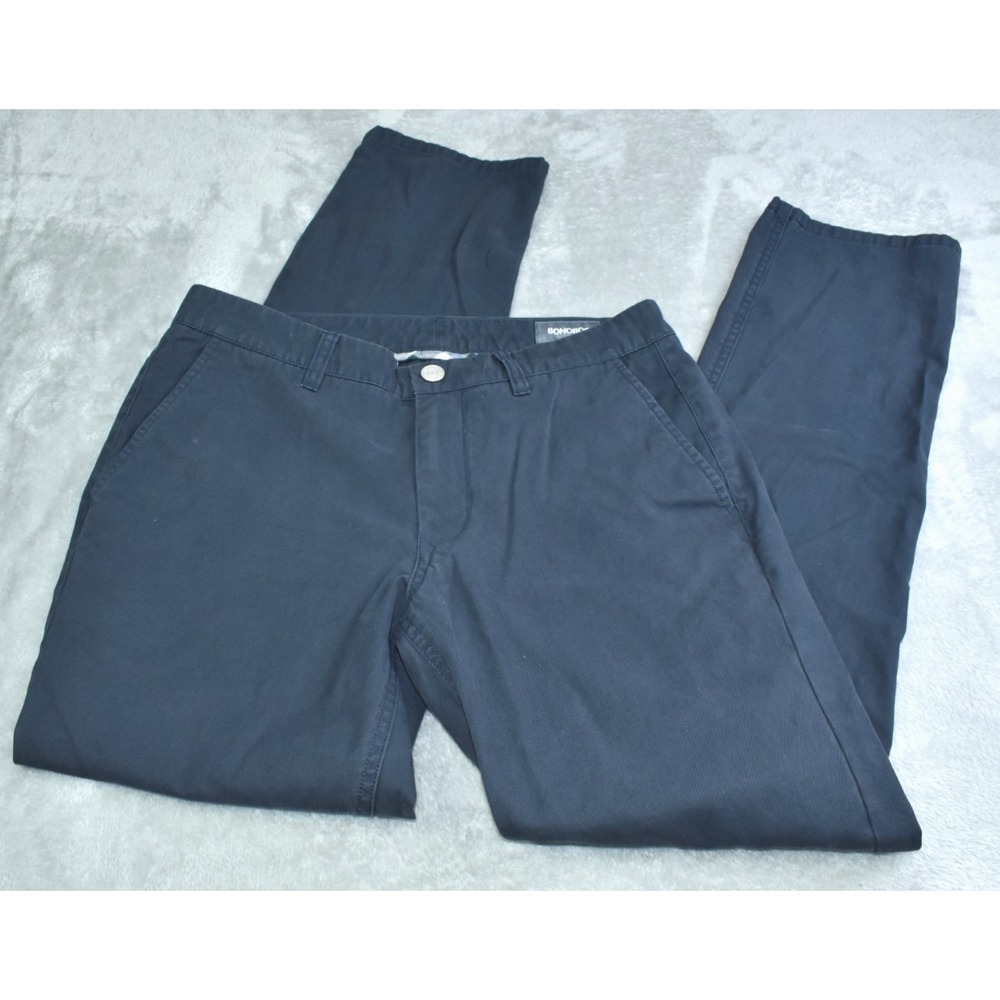 Bonobos Original Chino Men Pants 34X32 Navy Slim Straight Fit Taper Flat Front